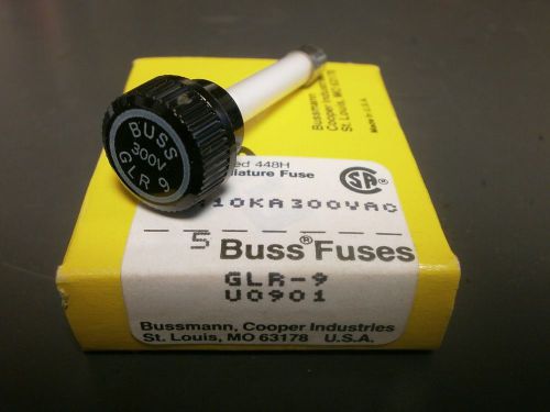 5pk bussmann glr9 300v 9.0a fast acting fuse for hlr holders, fixed cap, glr-9 for sale