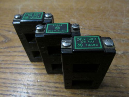 Lot of 3 allen bradley 70a83 coil 240 volts 60 hertz 220 volts 50 hertz for sale