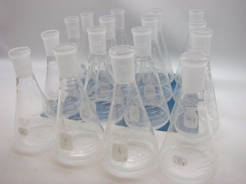 Lot Of (16) Pyrex 24/40 Glass 250ml Flat Bottom Flasks b173