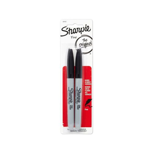 Sharpie Permanent Markers Fine Point Black 2 Pack Durable Quick Drying Non Toxic