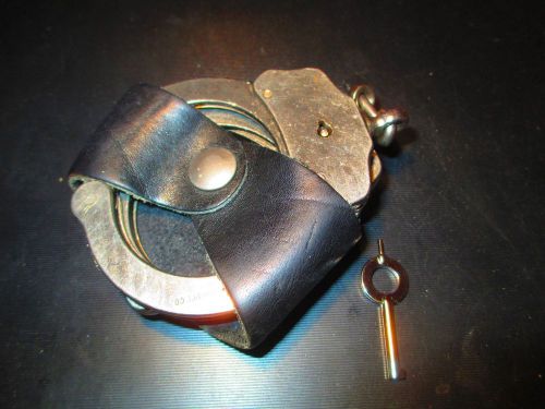 Vtg peerless handcuffs police security officer with key &amp; kay pee case belt loop for sale