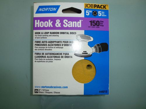 Norton 5&#034;  HOLE &amp; SAND 150 Grit 5 Hole Sanding Discs -FREE SHIPPING