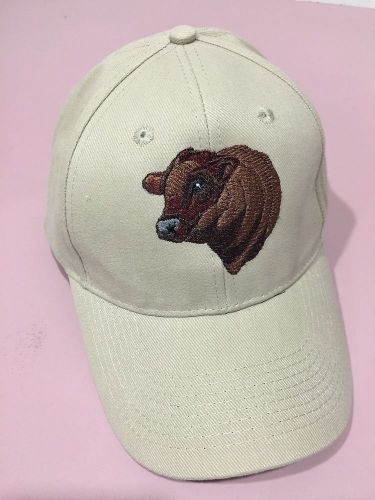 Red angus  bull - ball cap - khaki - adult size hat - tan for sale