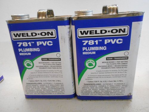 Two 1 Gallon Cans Weld On 781 Medium PVC Plumbing Clear Fast Setting Cement