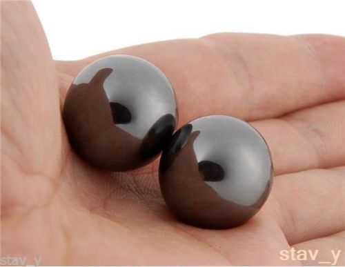 30mm Magnetic Round Ball Hematite Singing Magnets Toys 2pc Set (Black)