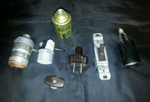 Lot of 7 Vintage Electrical Outlets, Switches, Receptacle. Leviton and unmarked