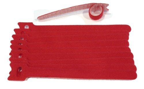Red 10 pack 6&#034; 6in. reusable velcro cable tie ties for guitar mic speaker cable for sale