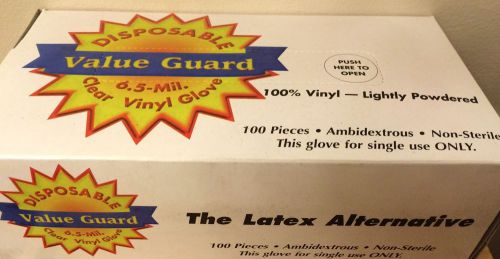 100% Vinyl 6.5 Mil Clear Vinyl Disposable Gloves, Slight powder, Large, 100 CT
