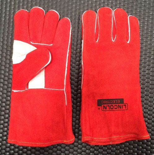 New Lincoln Electric Leather Welding Gloves Flame Resistant One Size Red
