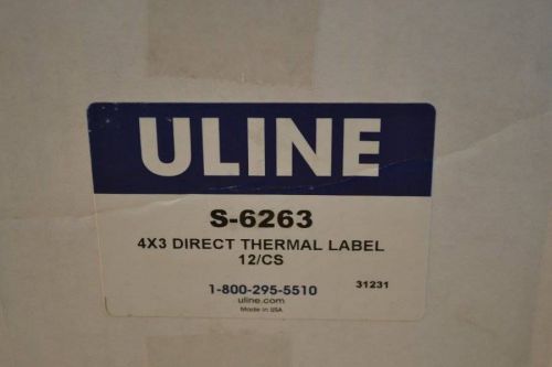 U-Line S-6263 White 4&#034; x 3&#034; Desktop Direct Thermal Labels - 12 Rolls - NEW Uline