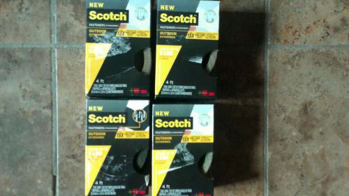 New lot of Scotch Outdoor Fasteners, 3 Clear and 1 black , 1 in x 4ft