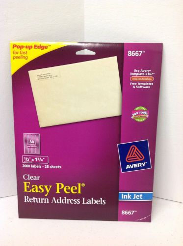 Lot Of 10,000 Avery 8667 Clear Inkjet Return Address labels with Easy Peel