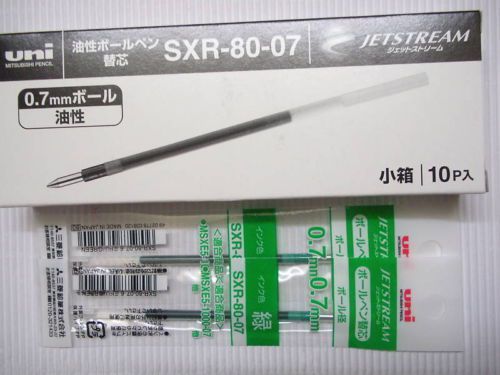 10 piece uni-ball sxr-80 0.7mm ball pen refill for jetstream pen green for sale