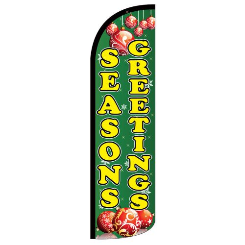 Seasons greetings wide windless swooper flag jumbo sign feather banner made /usa for sale