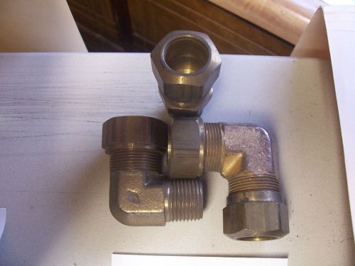 Lot of 3   3/4&#034; tube  to 1/2 &#034; male  brass connector  90 degree  new! for sale