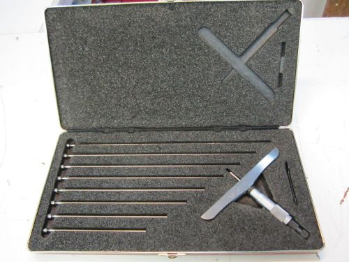 Starrett Micrometer Depth Gauge Model 445 Complete Set W/ Case Used