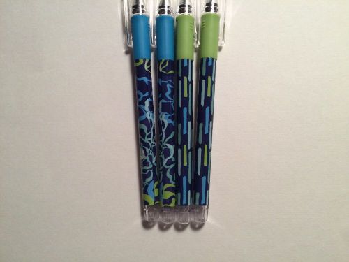 NEW Vera Bradley Katalina Blues Showers Gel Pen Lot 4 Blue Green Ink School