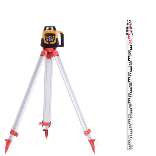 500m range rotary red laser self-leveling +tripod+staff accurate industry tool for sale