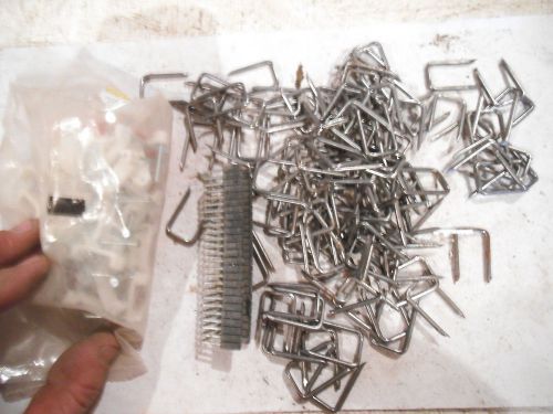 MIXED LOT OF CABLE STAPLES- SOME PLASTIC SOME METAL
