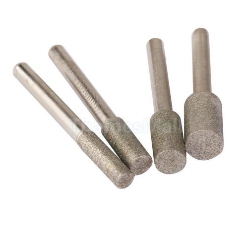 4pcs 6mm Shank Diamond Coated A-Shape Grinding 6-12mm Burrs Bits Rotary Tool