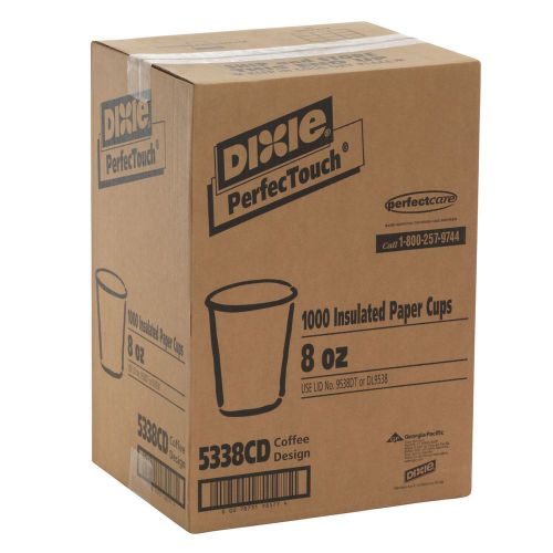 DIXIE PerfecTouch 1000  INSULATED PAPER Coffee CUPS * 8 Ounce Size * 1000 Count