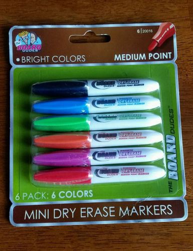 The Board Dudes 6 Medium Point Mini Dry Erase Marker Set, Non-toxic, Brand New