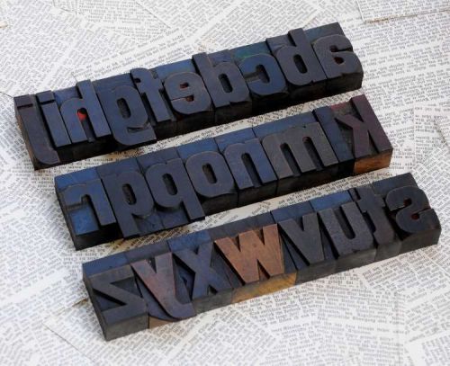a-z alphabet 2.13&#034; letterpress wooden printing blocks wood type Vintage printer