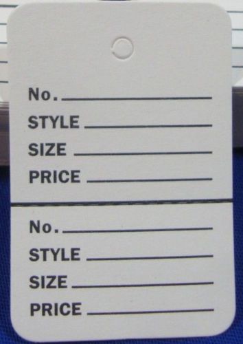100 White Clothing Tag Consign Perforated Unstrung Price Merchandise Store LG