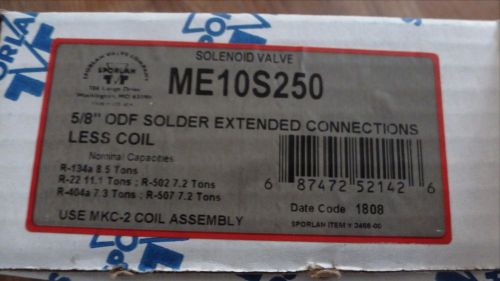 Sporlan Solenoid Valve ME10S250, 5/8&#034; ODF Solder Ext Connections *New Old Stock*