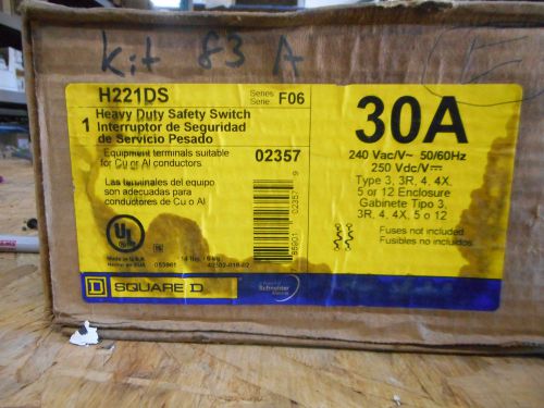 SQUARE D H221DS 30 AMP 240 VOLT STAINLESS 4X OUTDOOR FUSIBLE