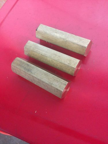 Lot of 3 7/8&#034; inch 3&#034; long brass hex bar mill rod stock .875&#034; free shipping for sale