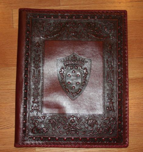 Tooled Leather-like Regal Crest Folder Portfolio Vintage Organize Planner 15 x12