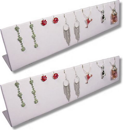 2Pc Set 12&#034;Wx 2.5&#034;H WHITE EARRING PENDANT CHAIN JEWELRY DISPLAY STAND PJ32W2 New