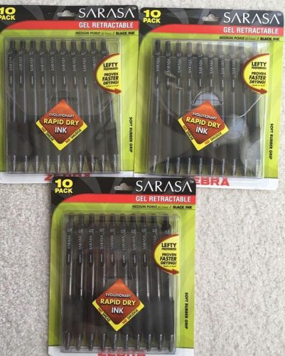 Zebra Sarasa 10 Pack Gel Retractable Pens - Qty 3