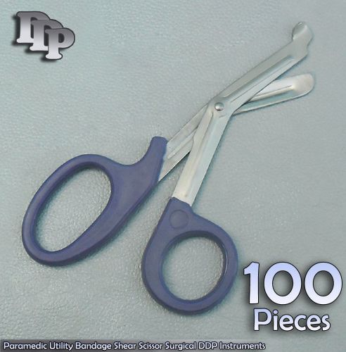 100 Paramedic Utility Bandage Shear Scissor 7.25&#034; Blue Handle Surgical Instrumen