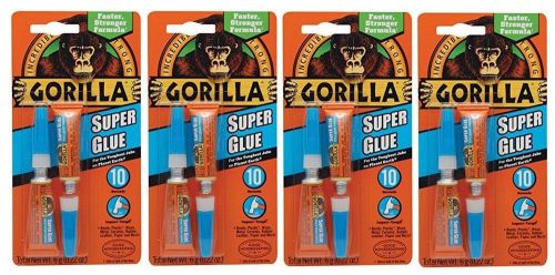 4 Packs - GORILLA Super Glue - Sealed Packs - 8 Tubes Total