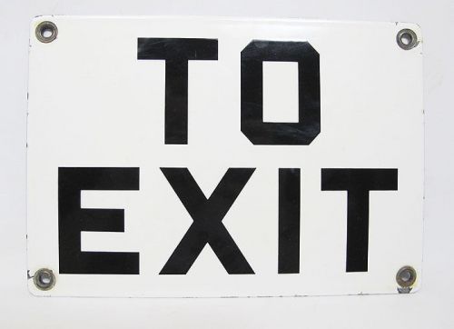 Antique early 20th century porcelain on metal industrial to exit sign nr 1 yqz for sale