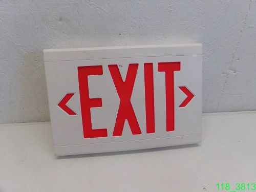 DUAL LITE EXIT SIGN 9&#034; X 13&#034; RED LETTERS, WHITE BACK - USED