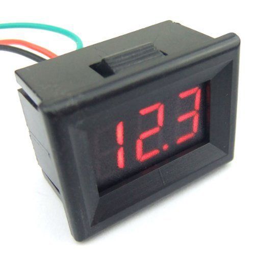 DROK® 0-30.0V Small Voltmeter Panel Mount Digital Car Battery Tester Red LED 12V