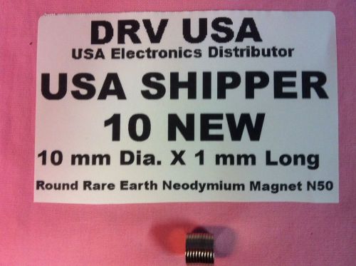 10 pcs new 10 mm dia. x 1 mm long  round rare earth neodymium magnet n50 usa for sale