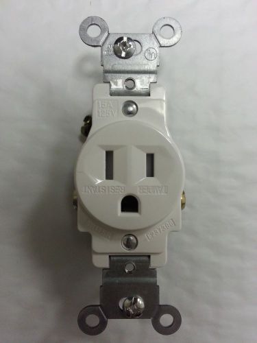 (1 pc) Single Receptacle 15 Amp 15A Tamper Resistant White TR AC Outlet
