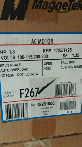 F267 1/3 HP, 1725 1400 RPM AO SMITH MAGNETEK CENTURY  ELECTRIC MOTOR OVEN