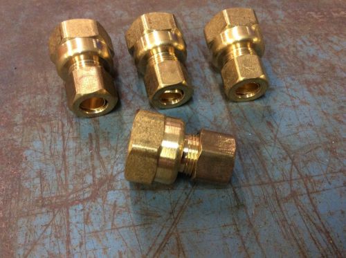 BRASS COMPRESSION TUBE FITTING 3/8 TUBE X 1/2 FNPT STRAIGHT QTY 4 #61102
