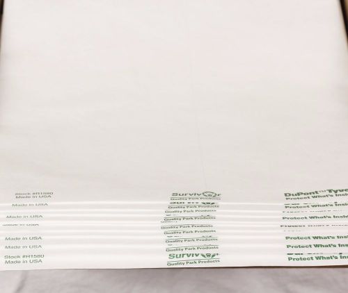 Ten DuPont 10&#034; x 13&#034; Tyvek Mailing Envelopes White Adhesive Strip Unboxed #R1580