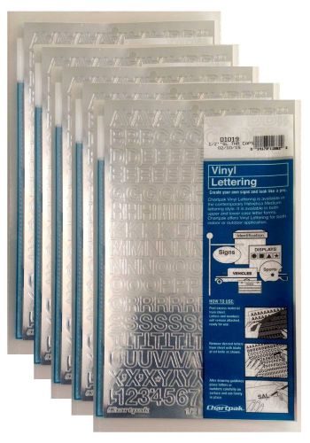 Chartpak 1/2-inch Silver Stick-on Vinyl Letters &amp; Numbers (01019), 5 PACKS
