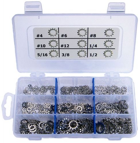 StainlessTown Stainless External Star Lock Washer Assort Kit (Sizes #4 to 1/2&#034;)