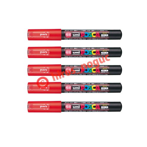 Uni posca paint marker red, 5 pens pc-1m free trackable shipping for sale
