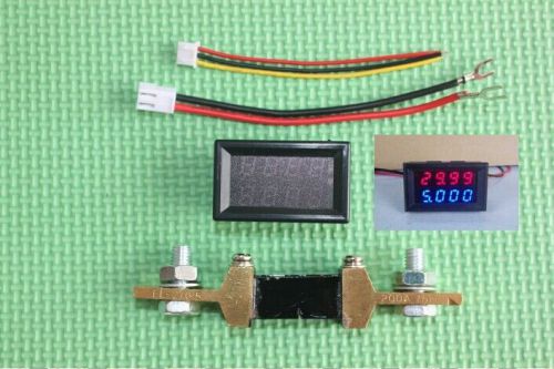 Dc 200v 200a voltmeter ammeter blue + red led dual digital volt amp meter gauge for sale