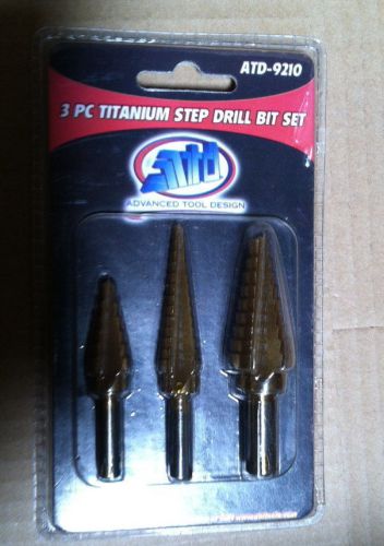 Atd tools 3 pc. titanium step drill bit set 9210 atd-9210 for sale