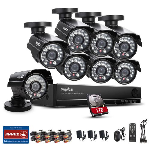 SANNCE 8CH 960H HDMI DVR 800TVL CCTV IR-Cut Home Security Camera System 1TB